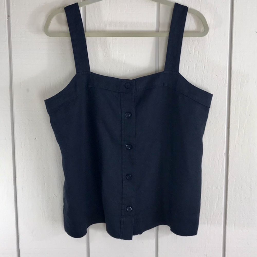 The Linen Button-Front Crop Tank Everlane